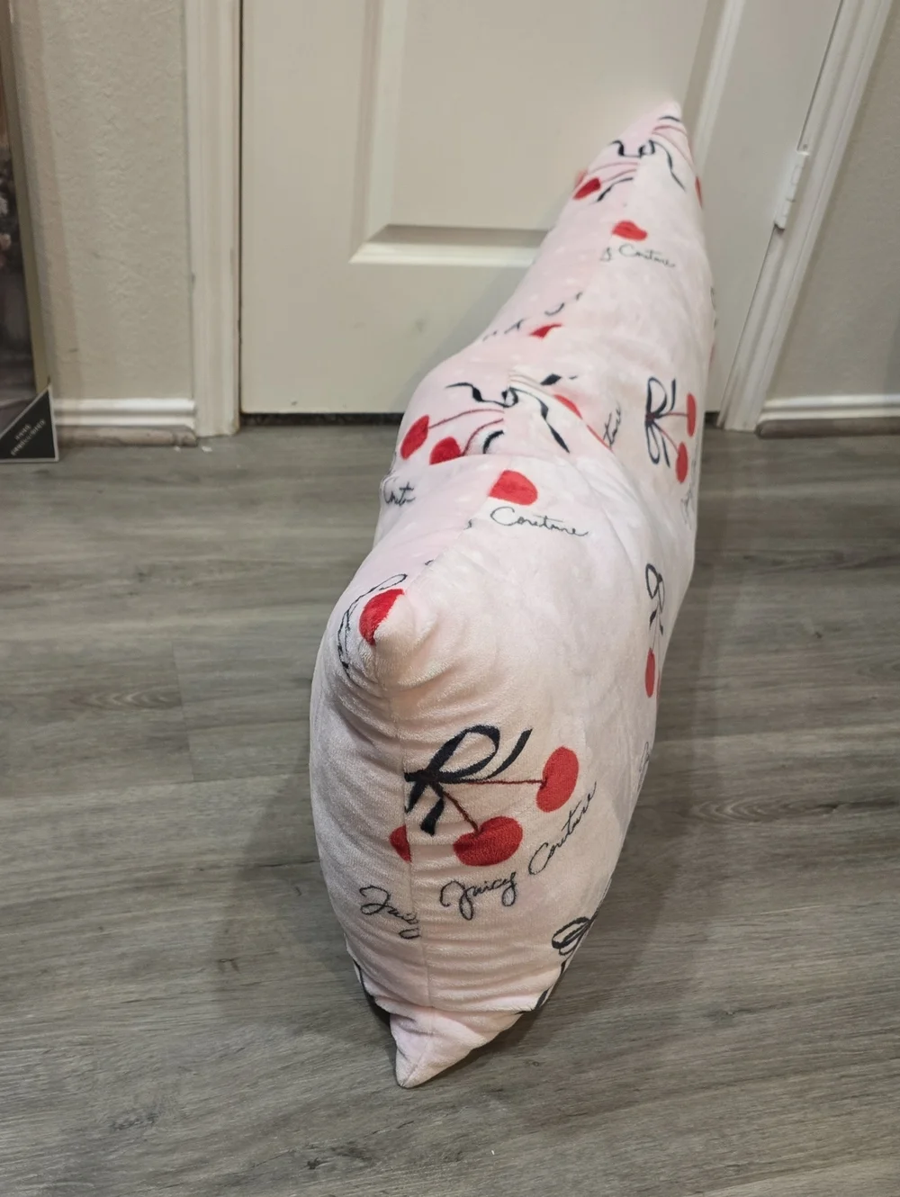Juicy Couture Home Decorative Cherry Bows Print Plush Body Pillow